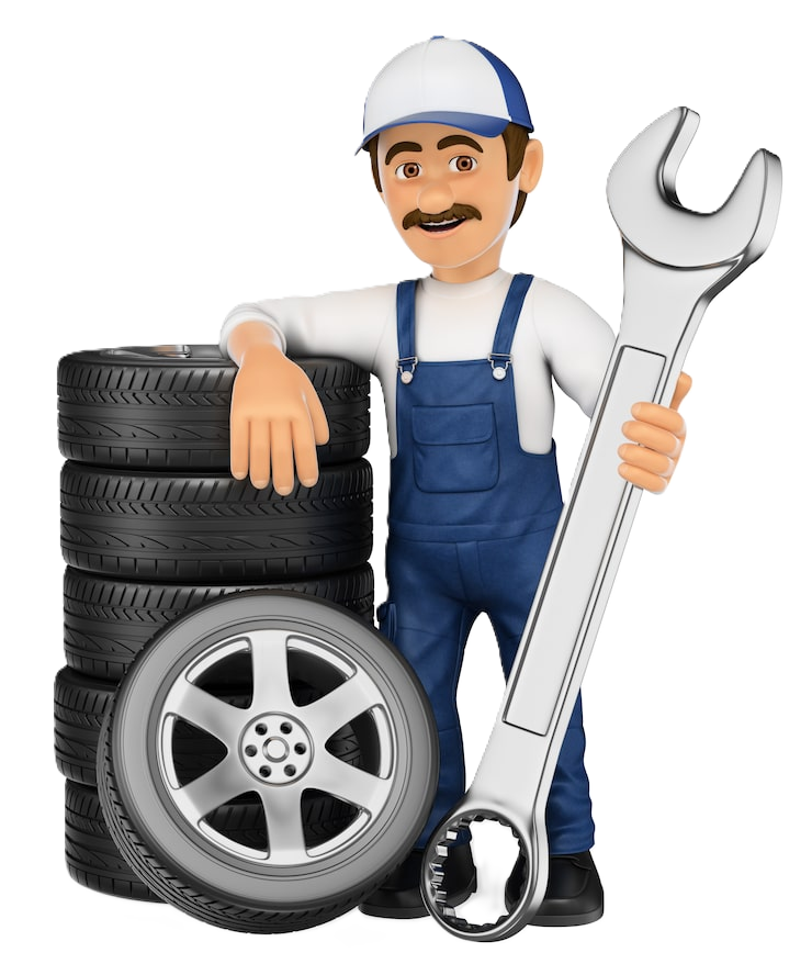 Mechanic fixing a semi truck